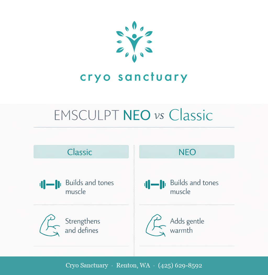 EMSCULPT NEO vs EMSCULPT Classic: Which Should You Choose? infographic