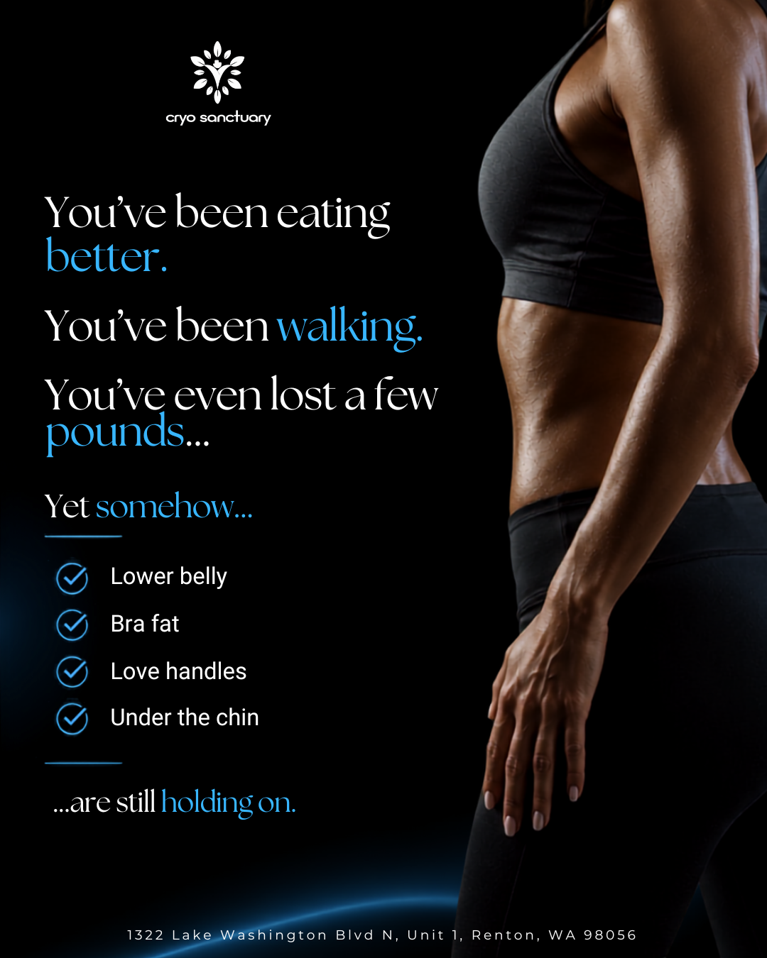 Why stubborn fat wont budge, Cryo Sanctuary Renton, slide 2 of 8