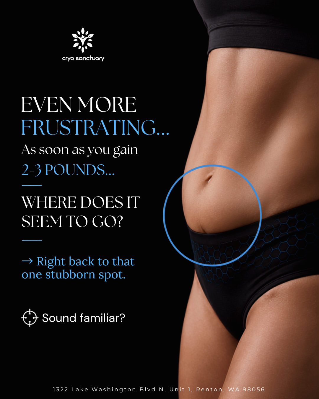 Why stubborn fat wont budge, Cryo Sanctuary Renton, slide 4 of 8