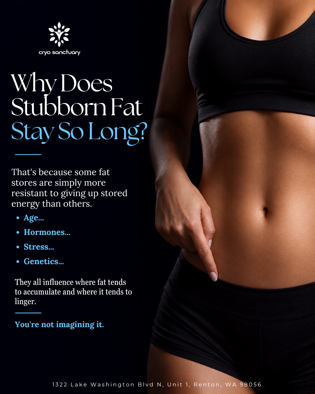 Why stubborn fat wont budge, Cryo Sanctuary Renton, slide 5 of 8